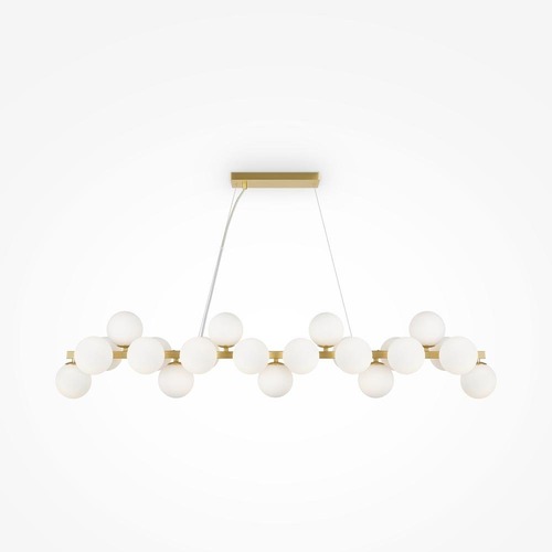 Podélná - M MOD547PL-25BS Závěsné svítidlo Dallas 25xG9 28W bílá/mosaz kov/sklo designové - MAYTONI - foto 1