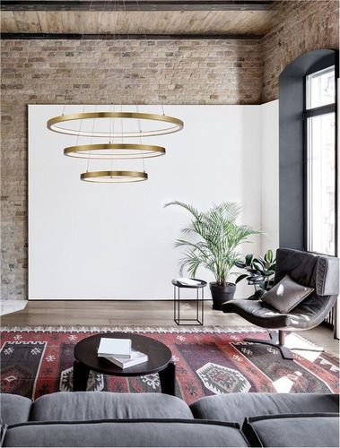 Kruhová - NV 9172869 Závěsné svítidlo EMPATIA LED 108W 3000K mosaz 807+600+395x2000mm stmívatelné - NOVA LUCE - foto 1
