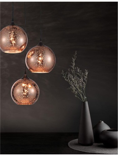 Vícečetná - NV 8142681 Závěsné svítidlo BLAZE měďené sklo a černý kov E27 3x12W 230V IP20 bez žárovky - NOVA LUCE - foto 1