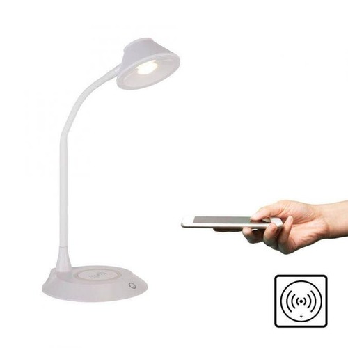 Stolní lampy pracovní - LD 14414-16 PUCKI LED stolní lampa bílá bezdrátové nabíjení telefonu dotykový stmívač flexibilní otočné 3000K - JUST LIGHT - foto 1