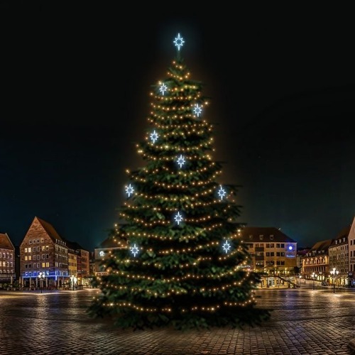 SADY na stromy - DLED TRS7024A LED světelná sada na stromy vysoké 21-23m, teplá bílá s ledově bílými dekory EFD09S2 - foto 1