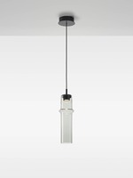 Subtilní - BRO PC01328_002 Závěsné svítidlo BAMBOO FOREST M UP sklo hnědé kouřové lesklé / černý kov / BROKIS konektor 24V, textilní černý kabel, DIM 6,5W 2700K - BROKIS