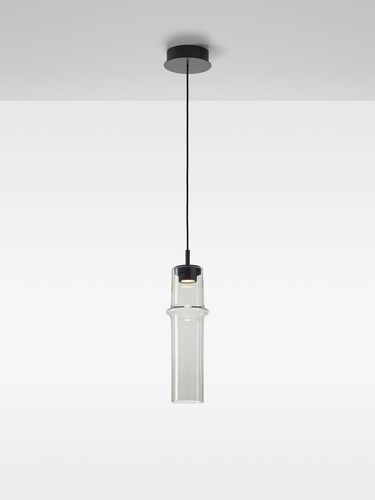 Subtilní - BRO PC01328_002 Závěsné svítidlo BAMBOO FOREST M UP sklo hnědé kouřové lesklé / černý kov / BROKIS konektor 24V, textilní černý kabel, DIM 6,5W 2700K - BROKIS - foto 1