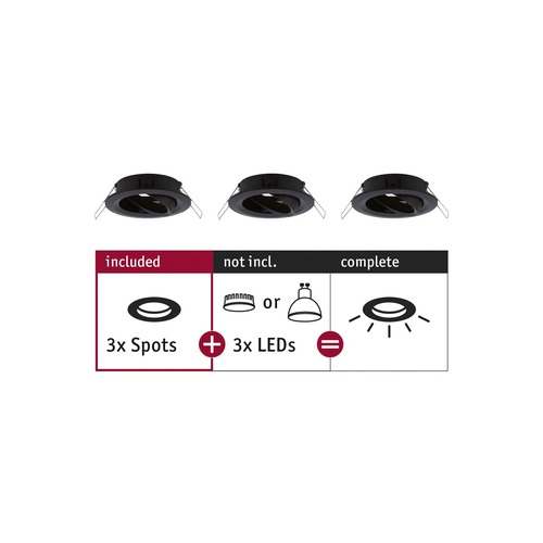 Kruhová - P 92487 Vestavné svítidlo Choose spot výklopné max. 10W černá mat 230V - PAULMANN - foto 1