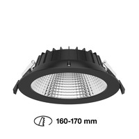 Koupelnová - SLC SLC1527 Vestavné LED svítidlo Shift pr.160-170 mm černé 1900lm 3000/4000K Ra80 bez driveru IP54/IP40 UGR19 - TLG