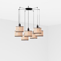 Válec - FARO 64314-47-7L MAMBO závěsné svítidlo, černá/ratan, pr.210 7L - FARO