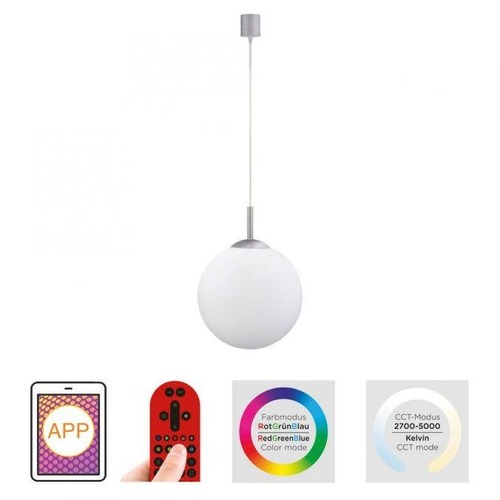 Koule - LD 22073-55 Ls-BOLO LED závěsné svítidlo Smarthome průměr 25 stříbrná stmívatelné s aplikací dálkový ovladač Tuya RGB/2700-5000K - JUST LIGHT - foto 1