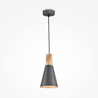 Kónická - M P359-PL-140-C Závěsné svítidlo Bicones E27 60W šedá kov dřevo - MAYTONI