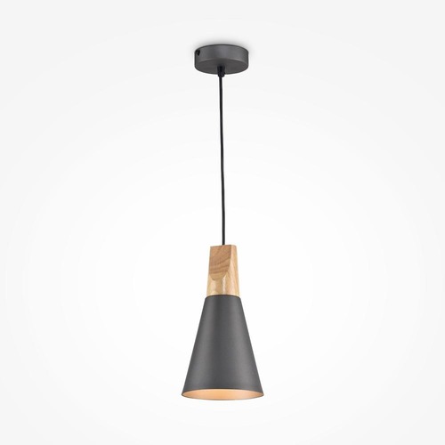 Kónická - M P359-PL-140-C Závěsné svítidlo Bicones E27 60W šedá kov dřevo - MAYTONI - foto 1