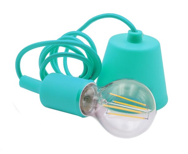 Subtilní - CEN FTTU-150 SILIKONOVÝ ZÁVĚS FANTASY TYRKYSOVÝ pro LED žárovky délka 150cm E27 IP20 Visual Box - CENTURY - foto 1