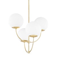 Dekorativní - HVLG H160804-AGB-CEX VÝPRODEJ VZORKU - Závěsné svítidlo CARRIE ocel/sklo staromosaz/bílá E27 4x60W - HUDSON VALLEY (Mitzi)