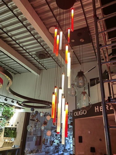 Vícečetná - BRO PC01377_KOMPLET Závěsné svítidlo COMET ROUND 18x mix na černém baldachýnu - BROKIS - foto 1