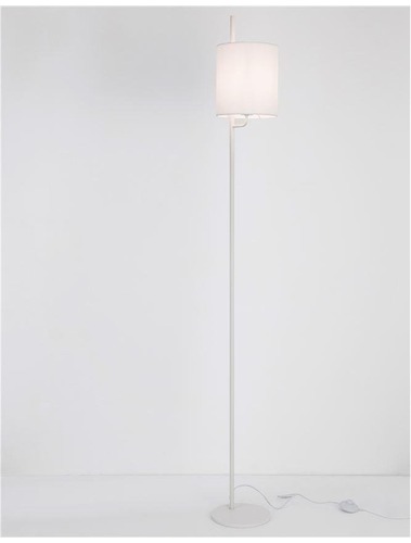 Stojací lampy - NV 9180521 Stojací lampa YAMA bílé stínidlo a bílý hliník vypínač na těle E27 1x12W 230V IP20 bez žárovky - NOVA LUCE - foto 1