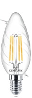 E14 - CEN INTOR-061440 LED FILAMENT CANDLE kroucená ČIRÁ 6W E14 4000K 360d - CENTURY
