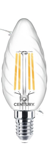 E14 - CEN INTOR-061440 LED FILAMENT CANDLE kroucená ČIRÁ 6W E14 4000K 360d - CENTURY - foto 1