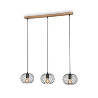 Vícečetná - BRILO 4037-035 Závěsné svítidlo, 90 cm, max. 40 W, černá-dřevo - BRILO