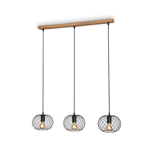 Vícečetná - BRILO 4037-035 Závěsné svítidlo, 90 cm, max. 40 W, černá-dřevo - BRILO - foto 1