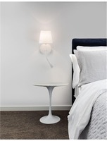 S ramenem - NV 9182371 Nástěnné svítidlo NIA bílý kov bílé stínidlo vypínač na těle LED 3W 3000K E14 1x5W 230V IP20 bez žárovky se čtecí lampičkou - NOVA LUCE
