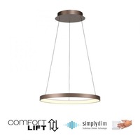 Kruhová - PN 2851-36 HOOP LED závěsné svítidlo hnědé nastavitelná výška paměťová funkce SimplyDim 3000K - PAUL NEUHAUS