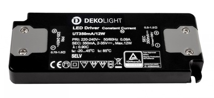Stabilizovaný proud - IMPR 862223 Deko-Light LED-napájení FLAT, CC, UT350mA/12W konstantní proud 350 mA IP20 2-35V DC 0,70-12,00 W