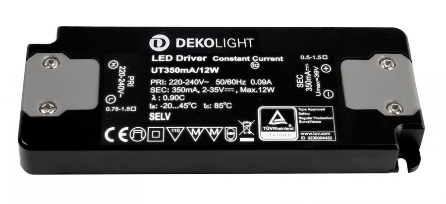 Stabilizovaný proud - IMPR 862223 Deko-Light LED-napájení FLAT, CC, UT350mA/12W konstantní proud 350 mA IP20 2-35V DC 0,70-12,00 W - foto 1