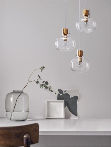 Vícečetná - NV 9236610 Závěsné svítidlo CINZIA čiré sklo bílý kabel mosazný zlatý kov E27 3x12W 230V IP20 bez žárovky - NOVA LUCE - foto 1