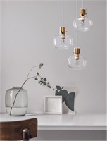 Vícečetná - NV 9236610 Závěsné svítidlo CINZIA čiré sklo bílý kabel mosazný zlatý kov E27 3x12W 230V IP20 bez žárovky - NOVA LUCE