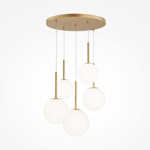 Vícečetná - M MOD321PL-05G1 Závěsné svítidlo Basic form E14 5x40W zlatá kov sklo - MAYTONI - foto 1
