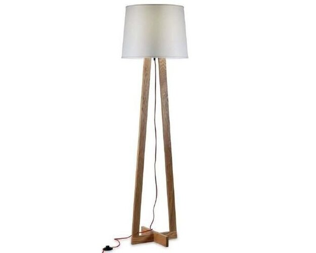 Stojací lampy - PANIT TER067 MAIKO stojanová lampa dřevo+ stínidlo bílé 230V E27 25W (baleno ve 2 kartonech) - PAN INTERN. - foto 1