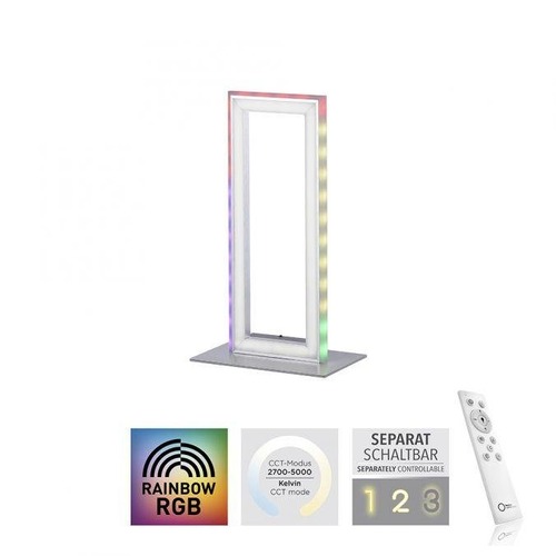 Stolní lampy dekorační - LD 14639-55 FELIX60 LED stolní lampa, stříbrná barva, šňůrový vypínač, Rainbow RGB, dálkový ovladač RGB+2700-5000K - LEUCHTEN DIREKT / JUST LIGHT - foto 1