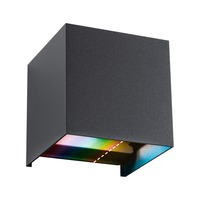 Nástěnná - P 94847 Domovní LED venkovní nástěnné svítidlo Smart Home Zigbee Cybo IP44 hranaté 100x100mm RGBW 2x2,5W 230V antracit hliník - PAULMANN