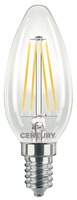 E14 - CEN INM1-041427 LED FILAMENT SVÍČKA ČIRÁ 4W E14 2700K 470Lm 360d 35x98mm IP20  - CENTURY