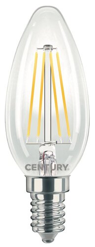 E14 - CEN INM1-041427 LED FILAMENT SVÍČKA ČIRÁ 4W E14 2700K 470Lm 360d 35x98mm IP20  - CENTURY - foto 1