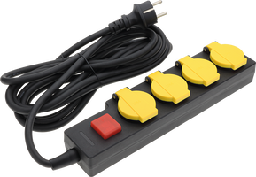 Zásuvky a adaptéry - Napájecí proužek 4 zásuvky IP44 + tlačítko ON/OFF