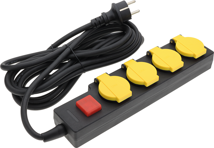 Zásuvky a adaptéry - Napájecí proužek 4 zásuvky IP44 + tlačítko ON/OFF - foto 1