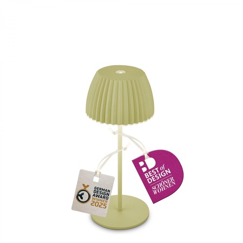 Stolní lampy dekorační - BRILO 7552019 Nabíjecí stolní lampa Riffle Mini - 20 cm, 1,5W, 150lm, bezdrátová, LED, stmívatelné, dotykový vypínač, zelená - BRILO - foto 1