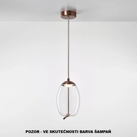 Subtilní - BRO PC01036_097 Závěsné svítidlo KNOT SMALL UOVO sklo transparentní / montura + baldachýn broušená champangne lak / provaz přírodní - BROKIS A