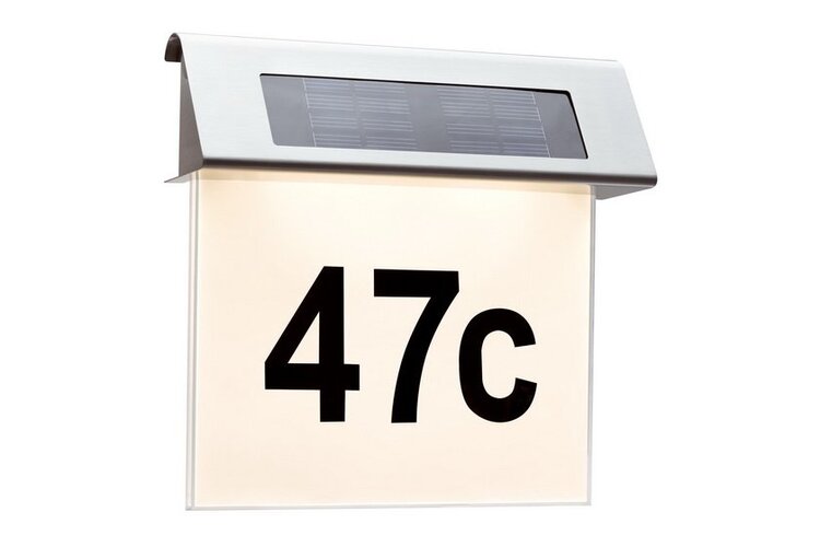 Nástěnná - P 93765 Solární svítidlo - číslo domu LED ušlechtilá ocel, bílá,3000k 1ks - PAULMANN - foto 1