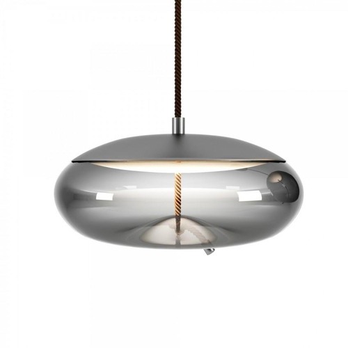 Dekorativní - BRO PC01017_004 Knot Disco, závěsné svítidlo, šedé kouřové sklo lesklé / černý chrom, 14W LED 2700K stmívatelné, prům.50cm - BROKIS C - foto 1