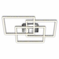 Hranatá - BRILO 3752-019 LED stropní svítidlo, 52 cm 57 W, 5700 lm, hliník-chrom - BRILO