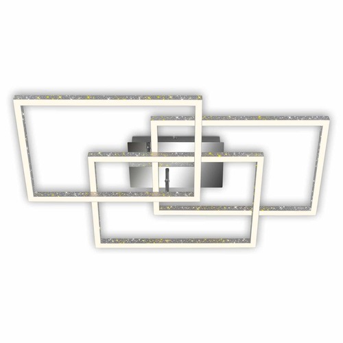 Hranatá - BRILO 3752-019 LED stropní svítidlo, 52 cm 57 W, 5700 lm, hliník-chrom - BRILO - foto 1