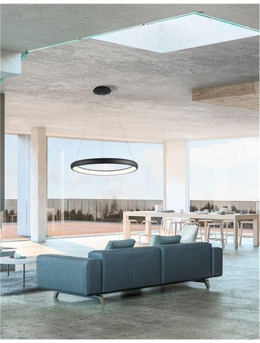 Kruhová - NV 8105602 D Závěsné svítidlo ALBI černý hliník a akryl LED 50W 230V 3000K IP20 stmívatelné - NOVA LUCE - foto 1