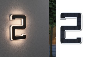 Nástěnná - P 79843 Venkovní solární domovní číslo 2 IP44 3.000K 0,2W nabíjecí baterie výměnná - PAULMANN