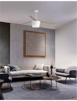 Ventilátory - NV 5260261 Stropní ventilátor se světlem MONSOON tělo z oceli matná bílá a sklo 3ABS dřevěné listy LED 18W 3000K - NOVA LUCE