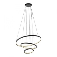 Kruhová - LD 15070-18 LED závěsné svítidlo CERCHI, černá, kruhový tvar, nastavitelná výška, 3000K - JUST LIGHT