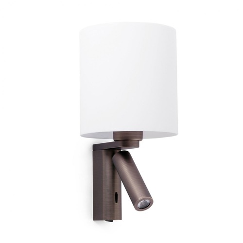Dekorativní - FARO 68496 ROB SHADE nástěnná lampa, bronzová, se čtecí lampičkou - FARO - foto 1