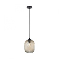 Dekorativní - PN 2000-27 SHITAKE LED závěsné svítidlo 1 ramenné, jantarová barva, retro styl, skleněné stínidlo, oválné, transparentní - PAUL NEUHAUS