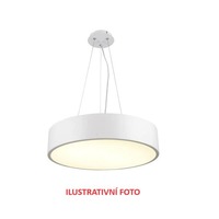 Kruhová - AU RT60/20Z 8042.01 VÝPRODEJ - Závěsné svítidlo 3x E27 průměr 60cm / výška 20cm, bílá látka, 3 lanka, kabel transparentní - AULIX