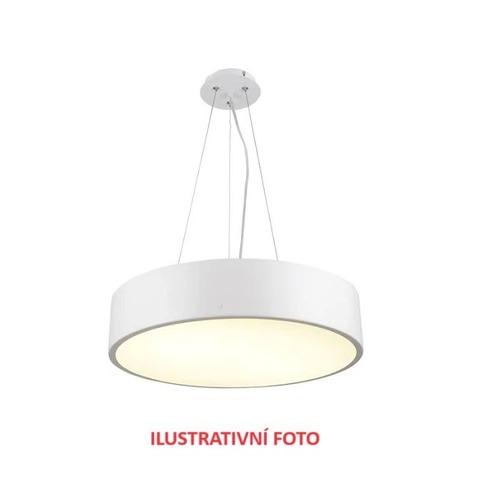 Kruhová - AU RT60/20Z 8042.01 VÝPRODEJ - Závěsné svítidlo 3x E27 průměr 60cm / výška 20cm, bílá látka, 3 lanka, kabel transparentní - AULIX - foto 1