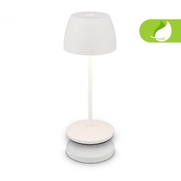 Stolní lampy dekorační - BRILO 7504016 Serina Mini LED stolní lampička bezdrátová IP44, stmívatelné, s nabíjecí základnou, bílé - BRILO